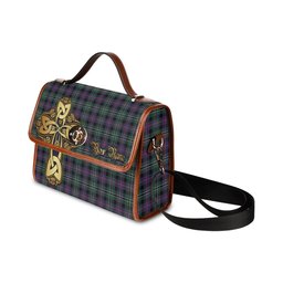 ScotsTee Shop Scottish Rose Hunting Modern Clan Tartan Canvas Bag Golden Thistle and Celtic Cross Personalize Your Name Bag