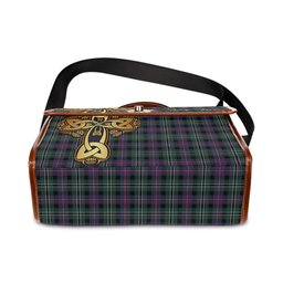 ScotsTee Shop Scottish Rose Hunting Modern Clan Tartan Canvas Bag Golden Thistle and Celtic Cross Personalize Your Name Bag
