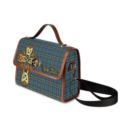 ScotsTee Shop Scottish Ralston UK Clan Tartan Canvas Bag Golden Thistle and Celtic Cross Personalize Your Name Bag