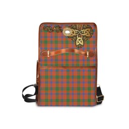 ScotsTee Shop Scottish Ross Ancient Clan Tartan Canvas Bag Golden Thistle and Celtic Cross Personalize Your Name Bag