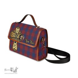 ScotsTee Shop Scottish Robinson Clan Tartan Canvas Bag Golden Thistle and Celtic Cross Personalize Your Name Bag
