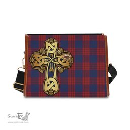 ScotsTee Shop Scottish Robinson Clan Tartan Canvas Bag Golden Thistle and Celtic Cross Personalize Your Name Bag