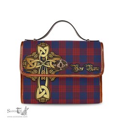 ScotsTee Shop Scottish Robinson Clan Tartan Canvas Bag Golden Thistle and Celtic Cross Personalize Your Name Bag