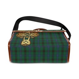 ScotsTee Shop Scottish MacKendrick Clan Tartan Canvas Bag Golden Thistle and Celtic Cross Personalize Your Name Bag