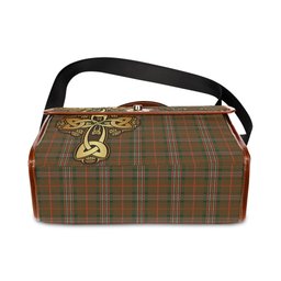 ScotsTee Shop Scottish Scott Brown Modern Clan Tartan Canvas Bag Golden Thistle and Celtic Cross Personalize Your Name Bag