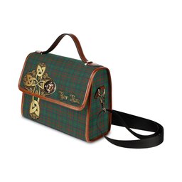 ScotsTee Shop Scottish Shaw of Tordarroch Green Hunting Clan Tartan Canvas Bag Golden Thistle and Celtic Cross Personalize Your Name Bag
