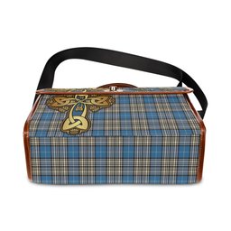 ScotsTee Shop Scottish Napier Ancient Clan Tartan Canvas Bag Golden Thistle and Celtic Cross Personalize Your Name Bag