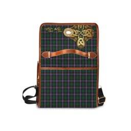ScotsTee Shop Scottish Russell Clan Tartan Canvas Bag Golden Thistle and Celtic Cross Personalize Your Name Bag