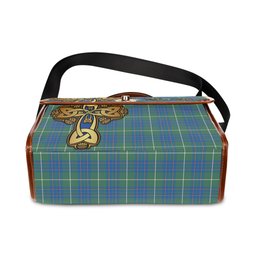 ScotsTee Shop Scottish MacIntyre Hunting Ancient Clan Tartan Canvas Bag Golden Thistle and Celtic Cross Personalize Your Name Bag