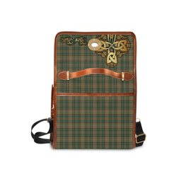 ScotsTee Shop Scottish O'Farrell Clan Tartan Canvas Bag Golden Thistle and Celtic Cross Personalize Your Name Bag