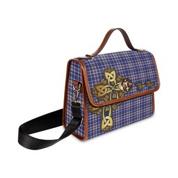 ScotsTee Shop Scottish Ochterlony Clan Tartan Canvas Bag Golden Thistle and Celtic Cross Personalize Your Name Bag