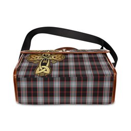 ScotsTee Shop Scottish Merrilees Clan Tartan Canvas Bag Golden Thistle and Celtic Cross Personalize Your Name Bag