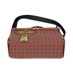 ScotsTee Shop Scottish Sinclair Ancient Clan Tartan Canvas Bag Golden Thistle and Celtic Cross Personalize Your Name Bag
