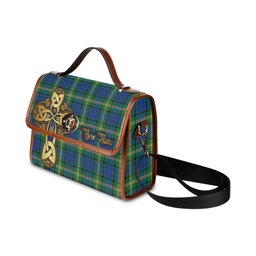 ScotsTee Shop Scottish Maitland Clan Tartan Canvas Bag Golden Thistle and Celtic Cross Personalize Your Name Bag
