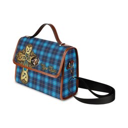 ScotsTee Shop Scottish McKerrell Clan Tartan Canvas Bag Golden Thistle and Celtic Cross Personalize Your Name Bag