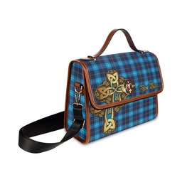 ScotsTee Shop Scottish McKerrell Clan Tartan Canvas Bag Golden Thistle and Celtic Cross Personalize Your Name Bag