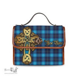 ScotsTee Shop Scottish McKerrell Clan Tartan Canvas Bag Golden Thistle and Celtic Cross Personalize Your Name Bag