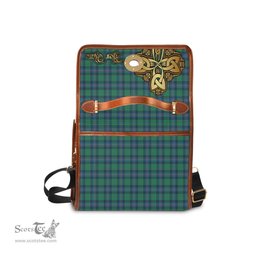 ScotsTee Shop Scottish Shaw Ancient Clan Tartan Canvas Bag Golden Thistle and Celtic Cross Personalize Your Name Bag