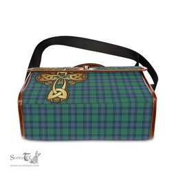 ScotsTee Shop Scottish Shaw Ancient Clan Tartan Canvas Bag Golden Thistle and Celtic Cross Personalize Your Name Bag