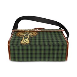 ScotsTee Shop Scottish MacIver Hunting Clan Tartan Canvas Bag Golden Thistle and Celtic Cross Personalize Your Name Bag