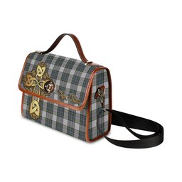 ScotsTee Shop Scottish Pritchard Clan Tartan Canvas Bag Golden Thistle and Celtic Cross Personalize Your Name Bag