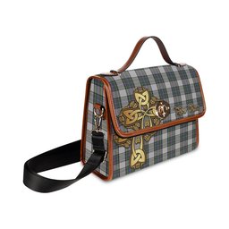 ScotsTee Shop Scottish Pritchard Clan Tartan Canvas Bag Golden Thistle and Celtic Cross Personalize Your Name Bag