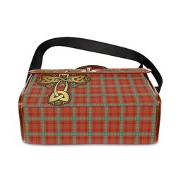ScotsTee Shop Scottish Morrison Red Ancient Clan Tartan Canvas Bag Golden Thistle and Celtic Cross Personalize Your Name Bag