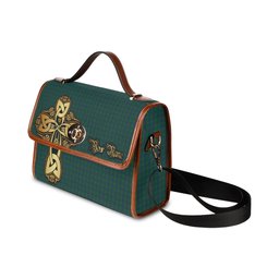 ScotsTee Shop Scottish Montgomery Clan Tartan Canvas Bag Golden Thistle and Celtic Cross Personalize Your Name Bag