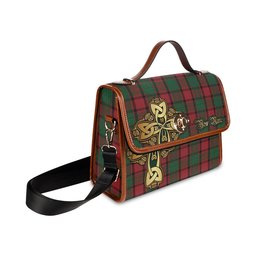 ScotsTee Shop Scottish MacPhail Clan Tartan Canvas Bag Golden Thistle and Celtic Cross Personalize Your Name Bag