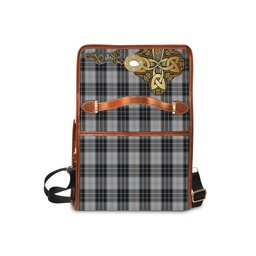 ScotsTee Shop Scottish MacRae Dress Clan Tartan Canvas Bag Golden Thistle and Celtic Cross Personalize Your Name Bag