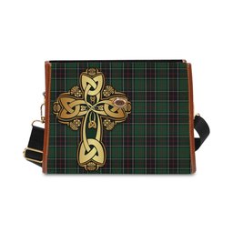 ScotsTee Shop Scottish Sinclair Hunting Clan Tartan Canvas Bag Golden Thistle and Celtic Cross Personalize Your Name Bag