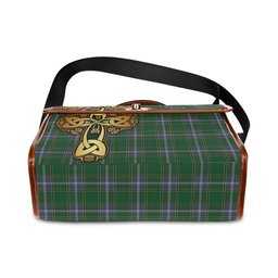 ScotsTee Shop Scottish Pringle Clan Tartan Canvas Bag Golden Thistle and Celtic Cross Personalize Your Name Bag