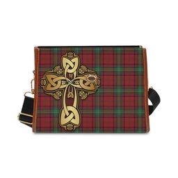 ScotsTee Shop Scottish Seton Clan Tartan Canvas Bag Golden Thistle and Celtic Cross Personalize Your Name Bag