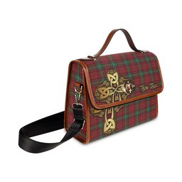 ScotsTee Shop Scottish Seton Clan Tartan Canvas Bag Golden Thistle and Celtic Cross Personalize Your Name Bag