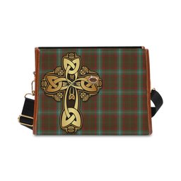 ScotsTee Shop Scottish Seton Hunting Clan Tartan Canvas Bag Golden Thistle and Celtic Cross Personalize Your Name Bag
