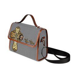 ScotsTee Shop Scottish Shepherd Clan Tartan Canvas Bag Golden Thistle and Celtic Cross Personalize Your Name Bag