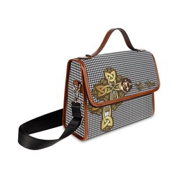 ScotsTee Shop Scottish Shepherd Clan Tartan Canvas Bag Golden Thistle and Celtic Cross Personalize Your Name Bag