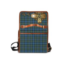 ScotsTee Shop Scottish Robertson Hunting Ancient Clan Tartan Canvas Bag Golden Thistle and Celtic Cross Personalize Your Name Bag
