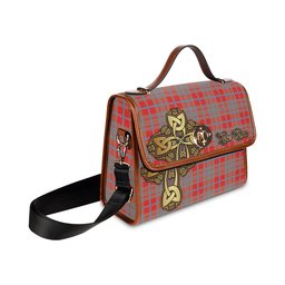ScotsTee Shop Scottish Moubray Clan Tartan Canvas Bag Golden Thistle and Celtic Cross Personalize Your Name Bag