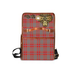 ScotsTee Shop Scottish Moubray Clan Tartan Canvas Bag Golden Thistle and Celtic Cross Personalize Your Name Bag