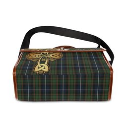 ScotsTee Shop Scottish MacRae Hunting Clan Tartan Canvas Bag Golden Thistle and Celtic Cross Personalize Your Name Bag