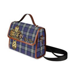 ScotsTee Shop Scottish Sinclair Dress Clan Tartan Canvas Bag Golden Thistle and Celtic Cross Personalize Your Name Bag