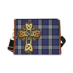ScotsTee Shop Scottish Sinclair Dress Clan Tartan Canvas Bag Golden Thistle and Celtic Cross Personalize Your Name Bag
