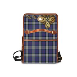 ScotsTee Shop Scottish Sinclair Dress Clan Tartan Canvas Bag Golden Thistle and Celtic Cross Personalize Your Name Bag