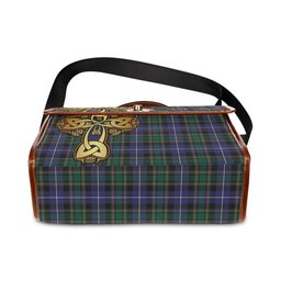 ScotsTee Shop Scottish MacRae Hunting Modern Clan Tartan Canvas Bag Golden Thistle and Celtic Cross Personalize Your Name Bag