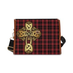 ScotsTee Shop Scottish Murray of Ochtertyre Clan Tartan Canvas Bag Golden Thistle and Celtic Cross Personalize Your Name Bag