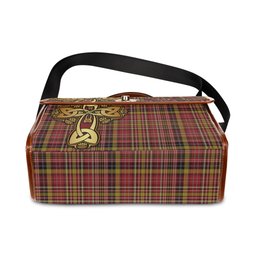 ScotsTee Shop Scottish Ogilvie (Ogilvy) of Strathallan Clan Tartan Canvas Bag Golden Thistle and Celtic Cross Personalize Your Name Bag