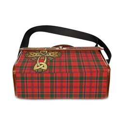 ScotsTee Shop Scottish Munro Modern Clan Tartan Canvas Bag Golden Thistle and Celtic Cross Personalize Your Name Bag