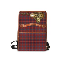 ScotsTee Shop Scottish Maynard Clan Tartan Canvas Bag Golden Thistle and Celtic Cross Personalize Your Name Bag