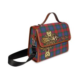 ScotsTee Shop Scottish Mar Clan Tartan Canvas Bag Golden Thistle and Celtic Cross Personalize Your Name Bag